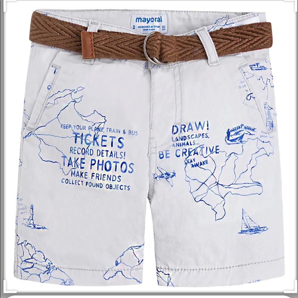 Mayoral World Traveler Shorts w/Belt. Size 7